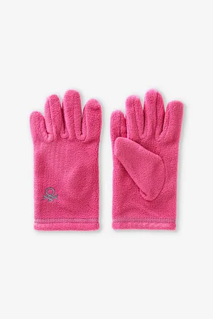 Benetton Unisex Brand-Embroidery Fleece Gloves 6-14 Years