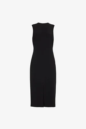 THEORY Womens Slit Sleeveless Woven-Blend Midi Dress
