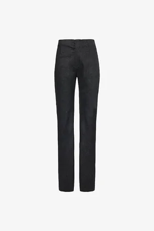 The Frankie Shop Womens Morrison Buttoned-Pocket Straight-Leg High-Rise Stretch-Wool Trousers