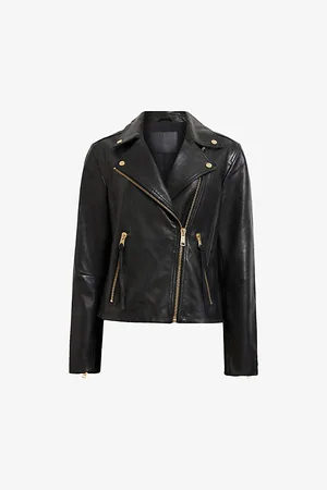AllSaints Womens Dalby Slim-Fit Metal-Hardware Leather Jacket