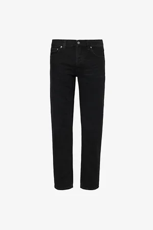 Nudie Jeans Mens Solid Ollie Logo-Embroidered Straight-Leg Stretch-Denim Jeans