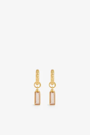 Shyla Womens Sandie Rectangle 22ct Yellow Gold-Plated Silver and Cubic Zirconia Huggie Earrings