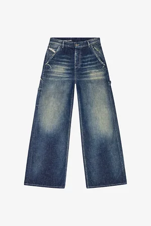 Diesel Womens D-Sire Work Wide-Leg Mid-Rise Jeans