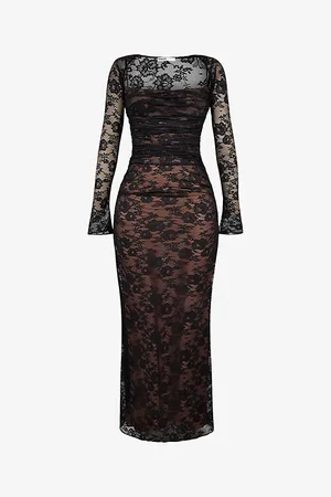 House Of Cb Womens Artemis Corseted Lace Maxi Dress