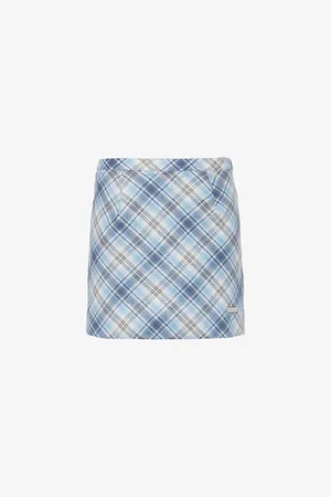 House of Sunny Womens Tartan-Plaid Mid-Waist Woven Mini Skirt