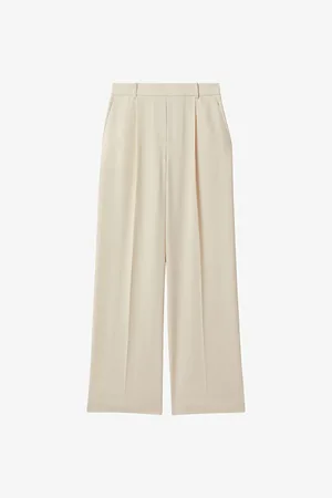 Reiss Womens Eden Elasticated-Waist Wide-Leg Twill Trousers