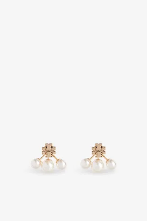 Tory Burch Womens Kira 18ct Yellow Gold-Plated Brass and Pearl Earrings