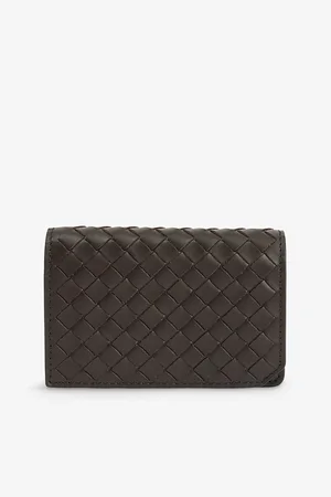 Bottega Veneta Mens Intrecciato Front-Flap Leather Wallet