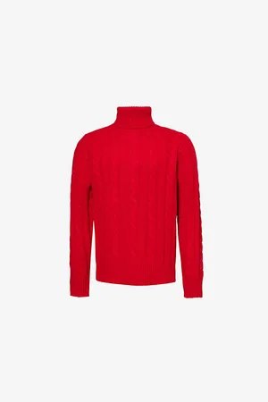Ralph Lauren Mens Polo Sport Turtleneck Relaxed-Fit Wool and Cashmere-Blend Jumper