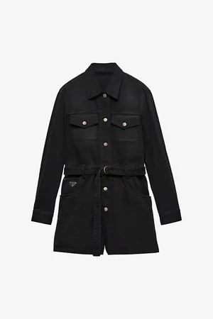 Prada Womens Short Loose-Fit Denim Jumpsuit