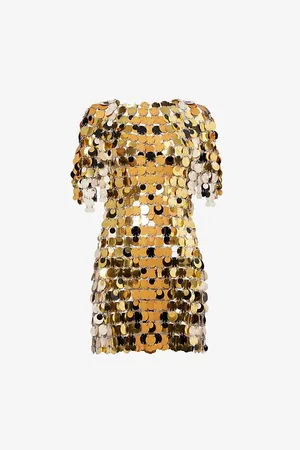 Paco rabanne Womens Sequin Short-Sleeves Woven Mini Dress