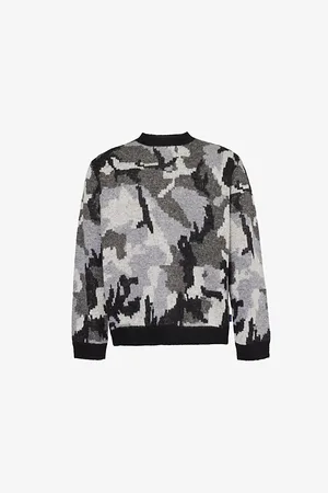 AWAKE NY Mens Camouflage-Pattern Crew-Neck Knitted Jumper