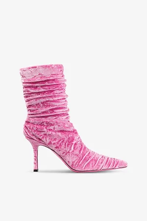 Jimmy Choo Womens Lotta 85 Crushed Stretch-Velvet Heeled Ankle Boots