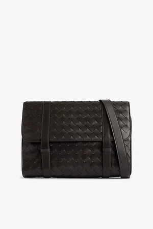 Bottega Veneta Mens Flap Leather Cross-Body Bag