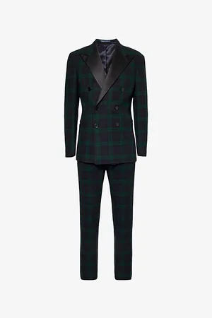 Ralph Lauren Mens Peak-Lapel Unhemmed Regular-Fit Wool Suit