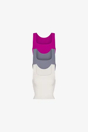 SKIMS Womens Scoop-Neck Ribbed Pack Of Three Cotton-Jersey Tank Tops