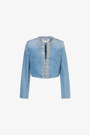 ZIMMERMANN Womens Crush Embellished-Trim Denim Jacket
