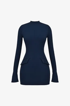 House Of Cb Womens Mahalia Fluted-Cuffs Stretch-Woven Mini Dress