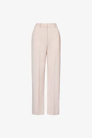 THEORY Womens Belt-Loop Slip-Pocket Straight-Leg High-Rise Wool Trousers