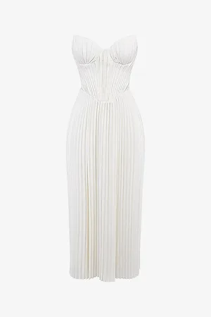 House Of Cb Womens Amorata Pleated Woven Maxi Dress