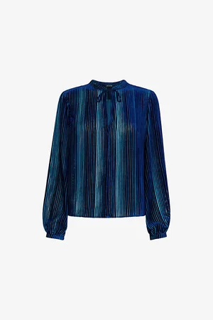 Whistles Womens Devore Velvet-Texture Woven Blouse