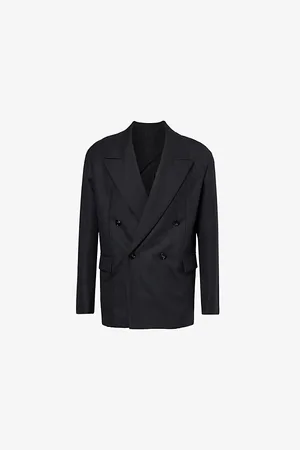 Bottega Veneta Mens Peak-Lapel Double-Breasted Regular-Fit Wool Jacket