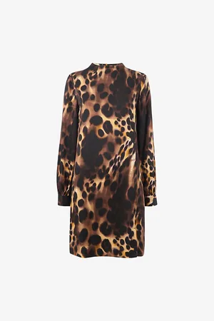 Whistles Womens Cleo Leopard-Print Woven Mini Dress