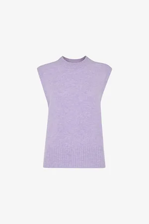 Whistles Womens Round-Neck Sleeveless Knitted Wool Vest