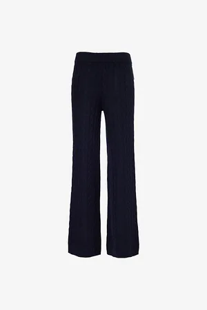 Soft Goat Womens Cable-Knit Straight-Leg Cashmere Jogging Bottoms