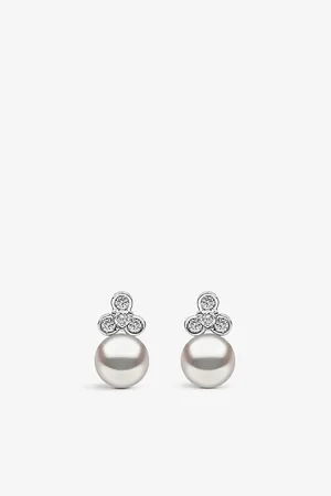 Yoko London Trend 18ct White-Gold, 0.162ct Brilliant-Cut Diamond and Freshwater Pearl Earrings