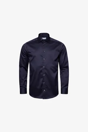 Eton Mens Cutaway-Collar Single-Cuff Slim-Fit Cotton-Twill Shirt