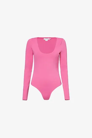 GOOD AMERICAN Womens Scoop-Neck Long-Sleeves Stretch-Woven Body