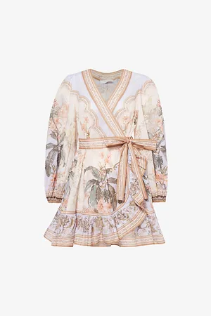 ZIMMERMANN Womens Wylie Wrap Long-Sleeve Cotton Mini Dress