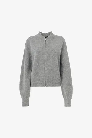 Whistles Womens Zip-Front Long-Sleeve Knitted Bomber Cardigan