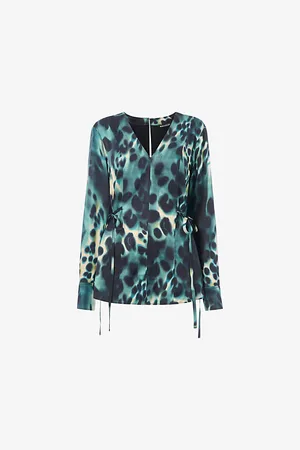 Whistles Womens Misty Leopard V-Neck Woven Blouse