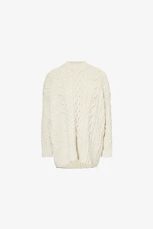 Bottega Veneta Womens Aran Cable-Knit Wool-Blend Jumper