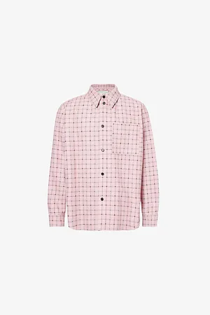 Bottega Veneta Mens Spread-Collar Patch-Pocket Leather Shirt