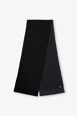 Paige Mens Blakeslee Ribbed-Knit Wool and Cashmere Scarf