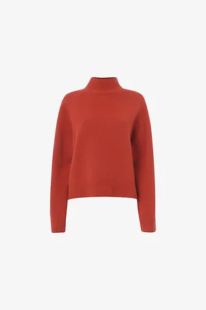 Whistles Womens Funnel-Neck Relaxed-Fit Wool Jumper