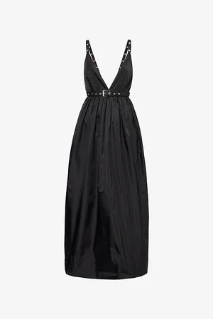 Ganni Womens Duchesse Strap V-Neckline Nylon Midi Dress