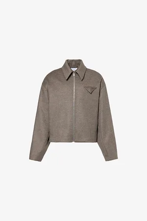 Bottega Veneta Mens Spread-Collar Welt-Pocket Regular-Fit Wool and Cashmere-Blend Jacket