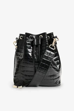 Whistles Womens Giulia Croc-Embossed Leather Bucket Bag
