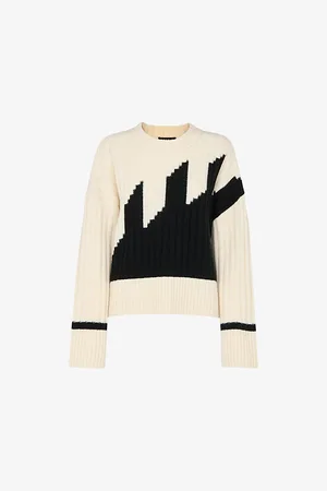 Whistles Womens Graphic-Intarsia Wool-Blend Jumper