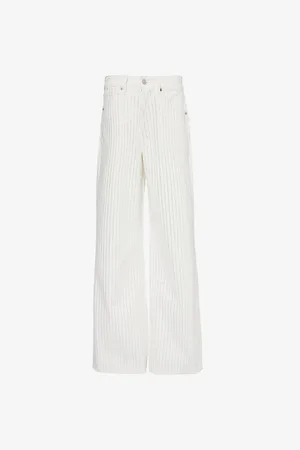 GOOD AMERICAN Womens Good Ease Rhinestone-Embellishment Wide-Leg Mid-Rise Stretch-Denim Jeans