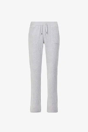 Juicy Couture Womens Logo-Embroidered Straight-Leg High-Rise Velour Trousers