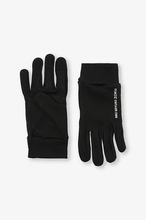 Mki Miyuki-Zoku Mens Tech Logo-Print Stretch-Jersey Gloves