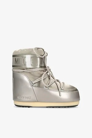 Moon Boot Womens Icon Brand-Print Woven Snow Boots