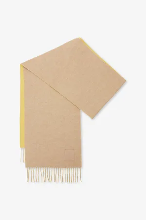 Loewe Womens Two-Tone Anagram-Embroidered Wool and Cashmere-Blend Scarf