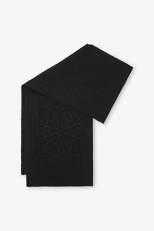 Loewe Womens Anagram Logo-Embroidered Wool Scarf