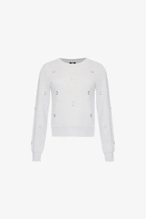Paige Womens Ordenna Crystal-Embellished Cotton-Jersey Sweatshirt